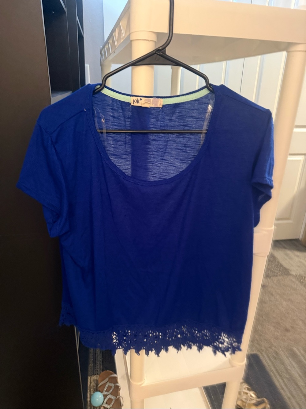 Jolt Royal Blue Crochet-Hem Scoop Crop Top
